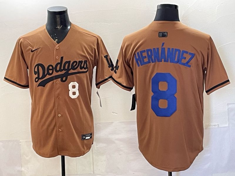 Men 2026 Nike Los Angeles Dodgers #8 Hernandez brown Game MLB Jersey 01->los angeles dodgers->MLB Jersey